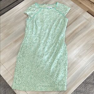 New York & Company Mint Lace Asymmetrical Dress